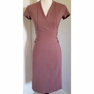 MM Lafleur Brown Wool Sheath Dress Ruched Work Business Retro